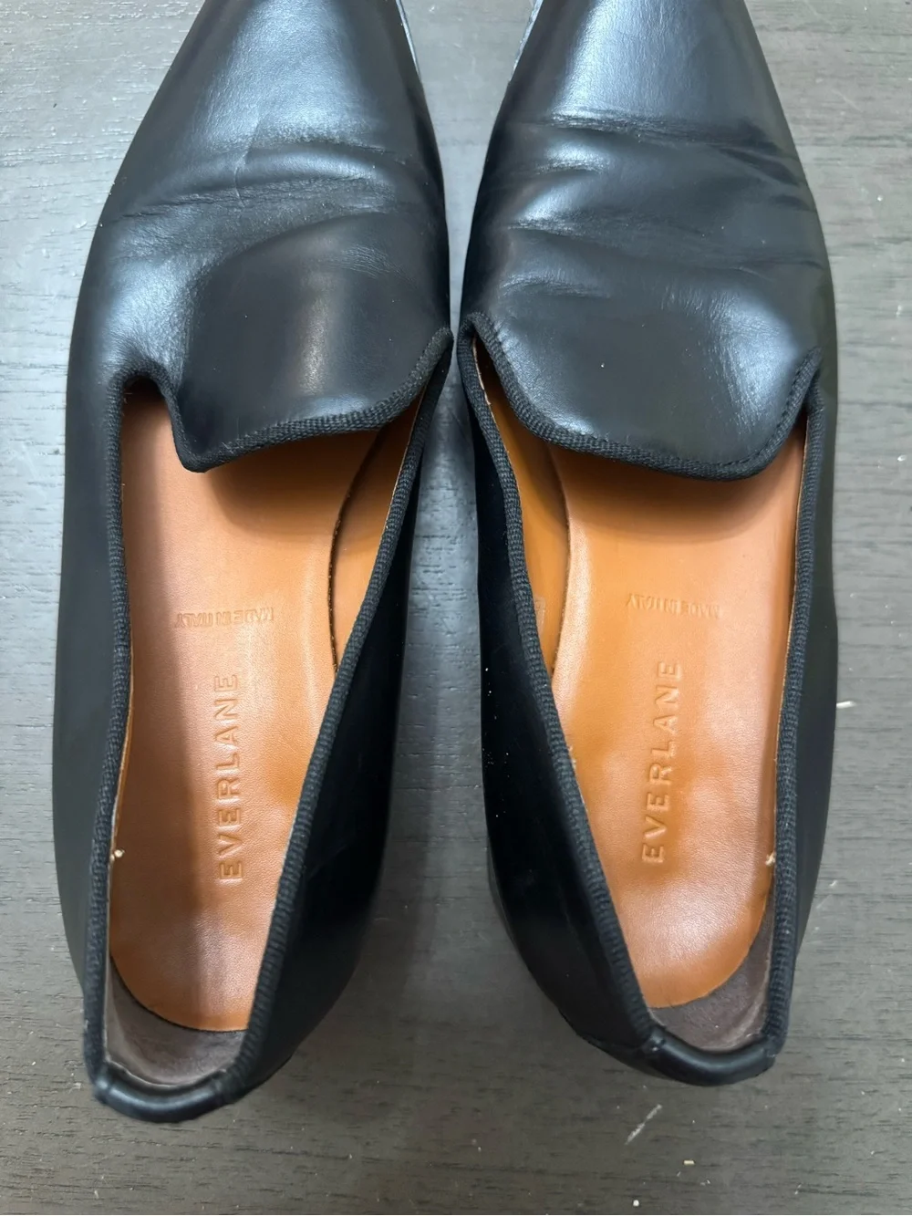 Everlane Shoes The Modern Loafer Leather Slip On Stacked   Heel Black Size 7.5